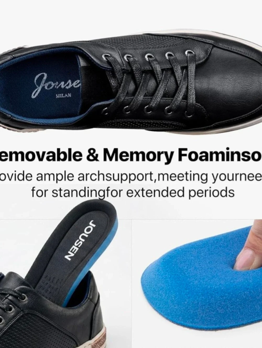 Men's Black Casual Lace-Up Sneakers